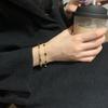 Trendy Light Luxury Gold Emerald Titanium Steel Bracelet for Women