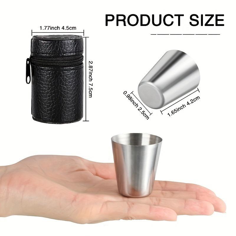4Pcs/set 30ml/70ml/170ml Outdoor Practical Stainless Steel Cups Shots Set Mini Glasses for Whisky Wine with Case Portable Drinkware Set