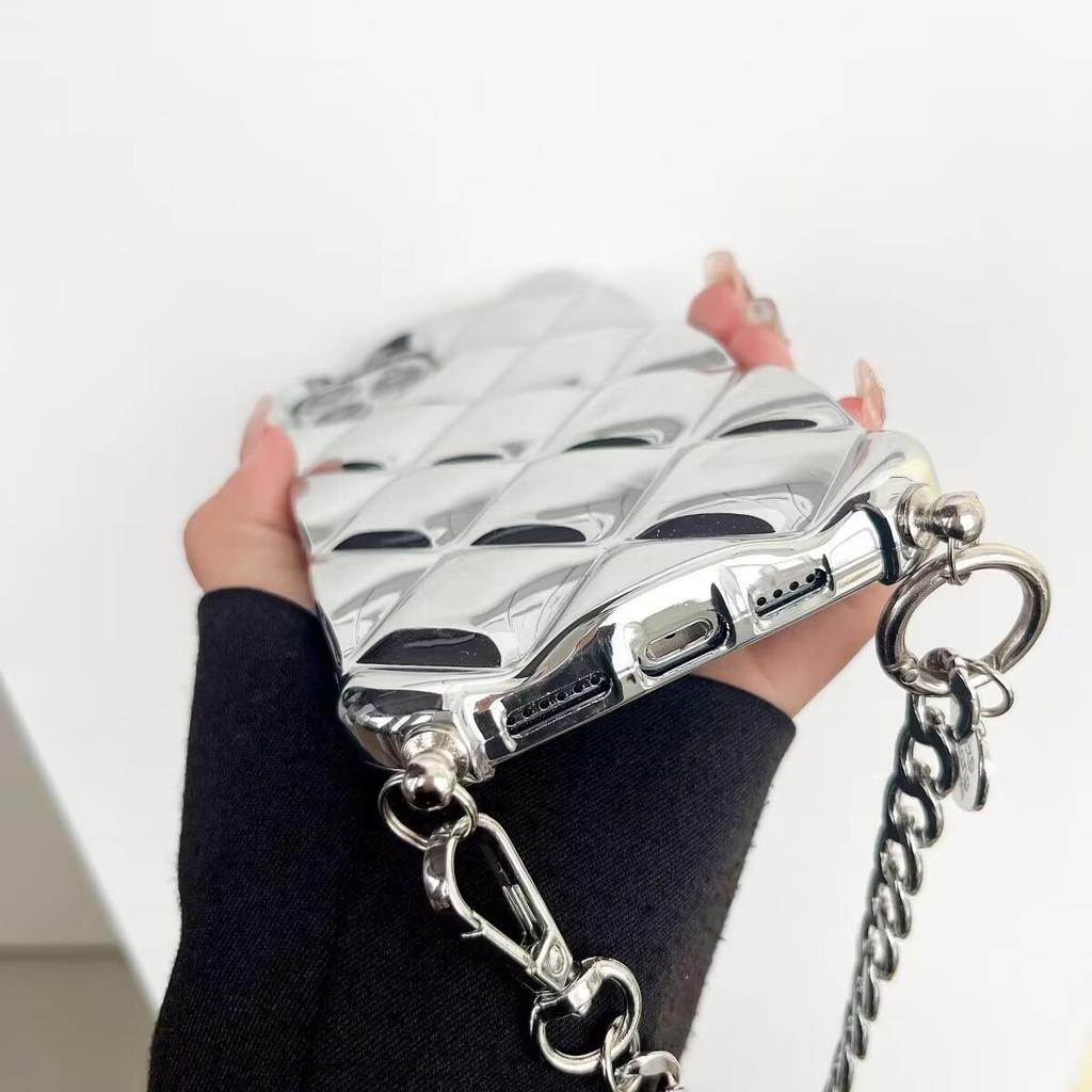 Diamond Plating Camera Protection Phone Case Pear Chain For IPhone 15 Pro Max 14 15 Plus 13 12 Pro 11 Promax with Bracelet