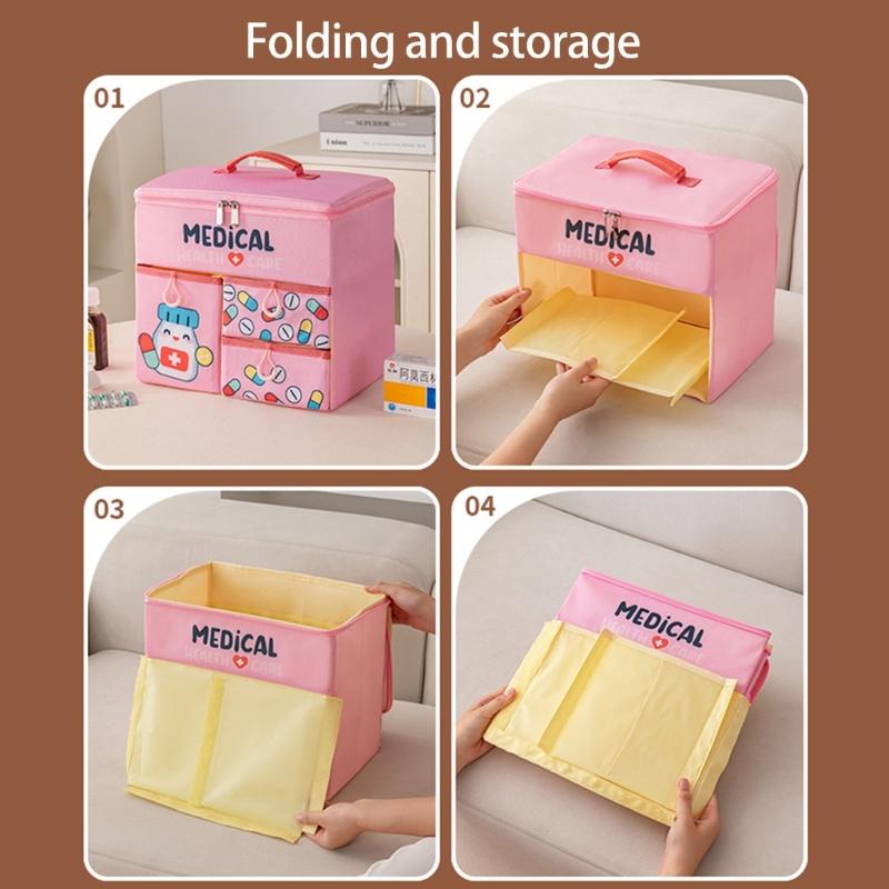 Portable Hand Carry Medicine Storage Box Foldable Multiple Drawer Compartment for Organized Home Use
