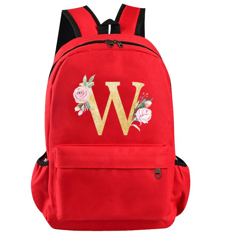 26 English Letters Cosplay Canvas Red Backpack Children Schoolbag Travel Bag Back To School Bookbag for Kids