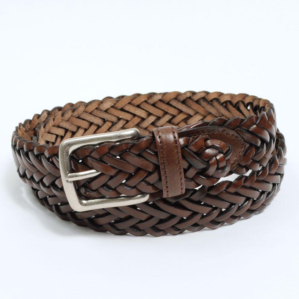 [Ogier] Men's Mesh Belt, Genuine Leather (Cowhide), Made In Japan, Dark Brown