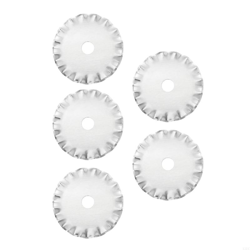5PCS Stainless Steel Rotary Cutter Head 28mm Wavy Circular Cutting Head for Fabric Leather Paper Cutting Sewing Craft X3UC