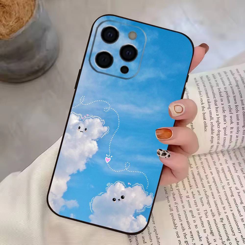 Simple Cloud Letters Pattern  Phone Case Silicone Soft For IPhone 17 16 15 14 13 12 11 X XR Plus Pro Max Plus