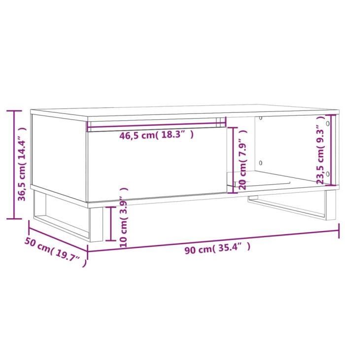 VidaXL Coffee Table Brown Oak 90x50x36.5 Cm Engineered Wood 830579