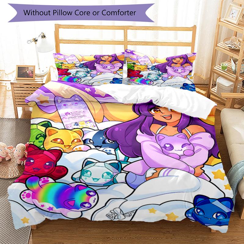 Set Copriletto Anime A-AphmauS 3 Pezzi - Biancheria da Letto Stampata HD con 1 Copripiumino e 2 Federe - Perfetto per la Decorazione della Casa e del Dormitorio