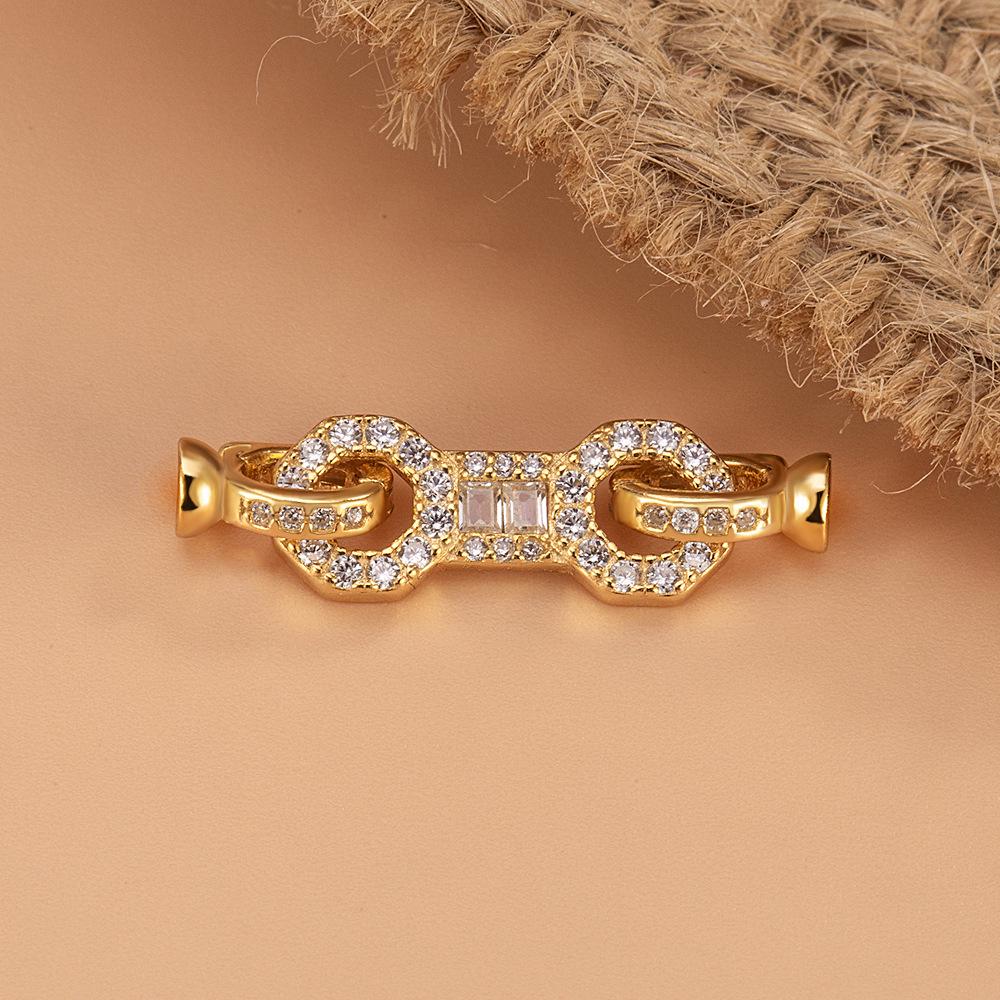 DIY Beaded Pearl Jewelry Set: S925 Silver Double Tail Buckle with Micro-set Zirconia Sterling Silver (Approx. 1.39g) золотой