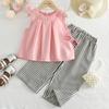 Mädchen Weiter Hosenanzug Set Sommer Neu Kinder Lässiges Sommer Outfit Koreanischer Stil Mädchen Weste Top Zweiteiliges Set