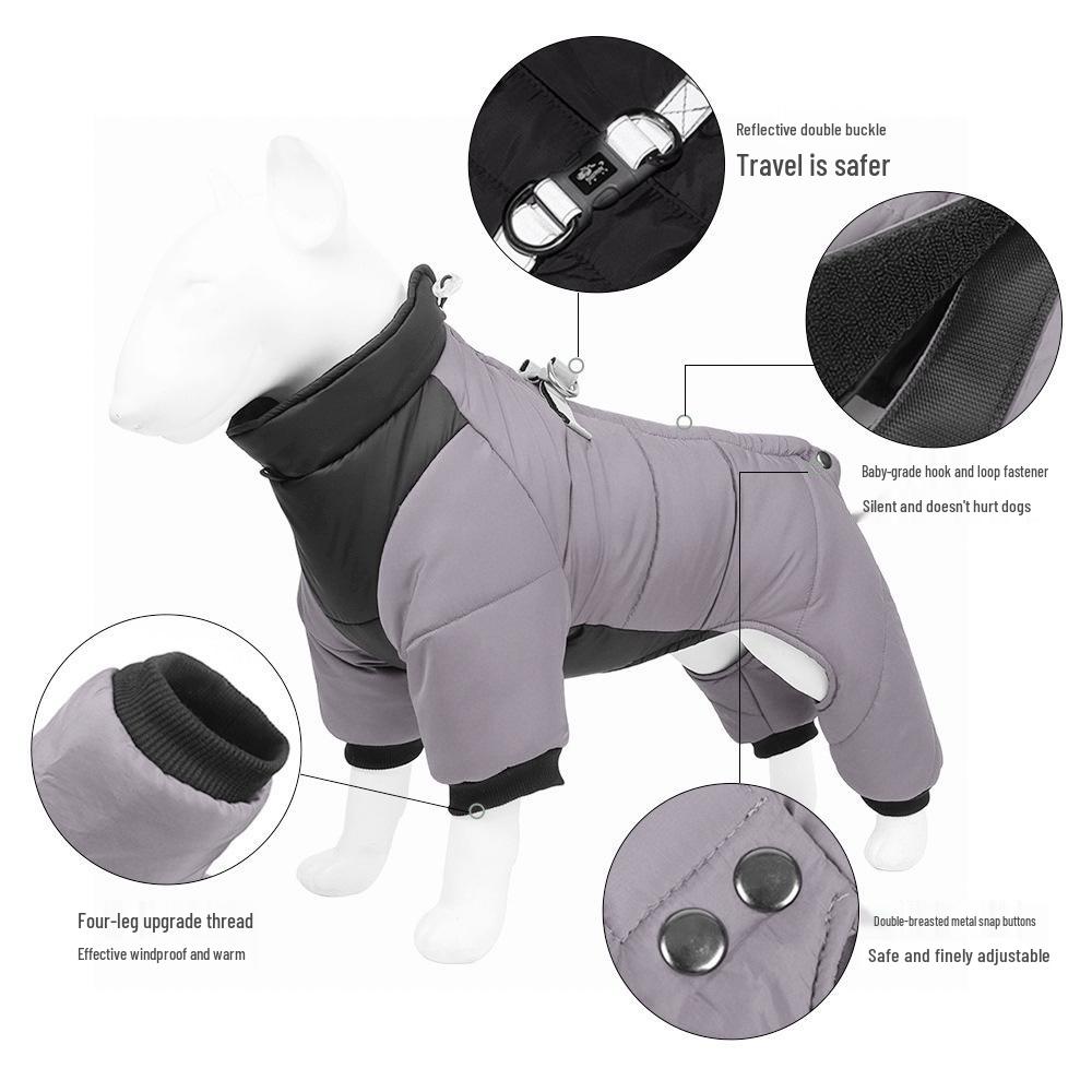Reflective Waterproof Down Jacket for Small Dogs - Thickened Autumn/Winter Cotton Four-Legged Pet Apparel.