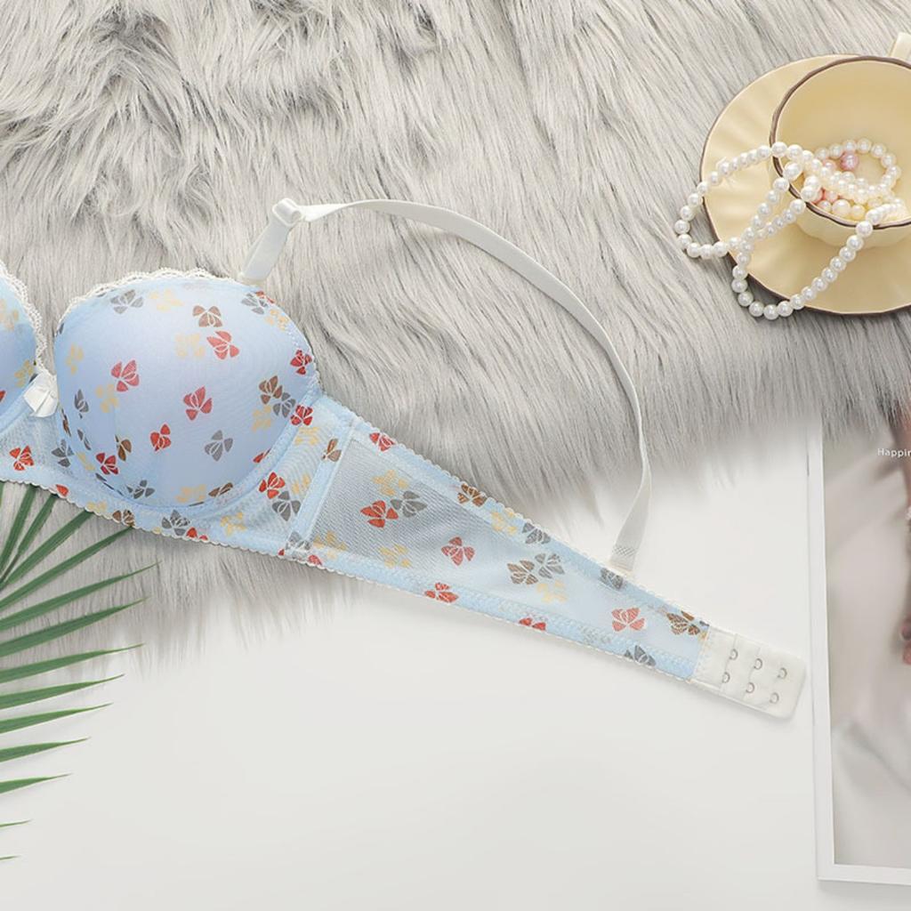 Kobiety Nadruk Kwiatowy Zbieżny Regulowany Biustonosz Oddychający Push Up Z Fiszbinami Biustonosz Przytulny Top Tube na Klatkę Piersiową Braletka Kamizelka