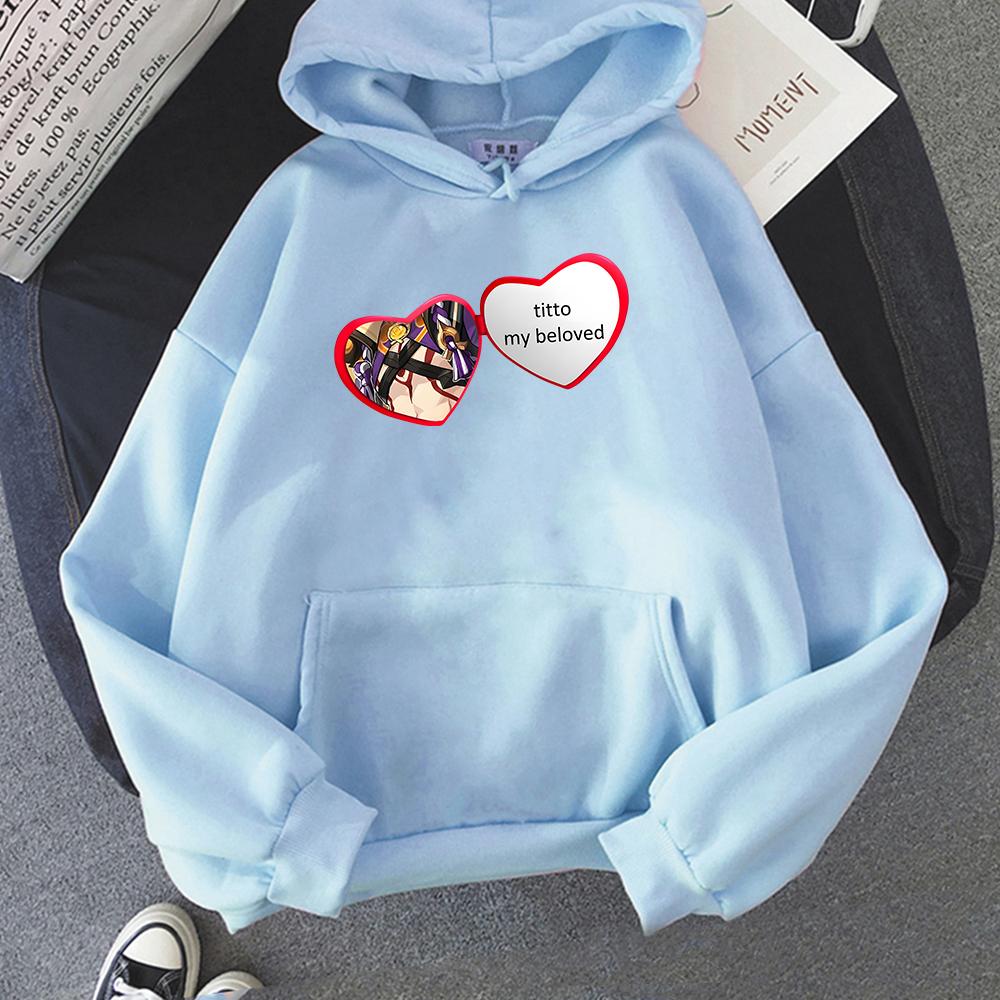 Genshin Impact Hoodies Arataki Itto Heart Print Hoody Ropa Para Dama Crewneck Sweatshirt Spring Warm Fleece Sportswear Sudaderas