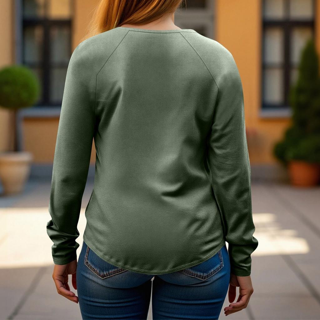 Damen Übergröße Oberteile Langarmshirts Rundhals Fließende Tunika Lässig Lockere Bluse L-5X