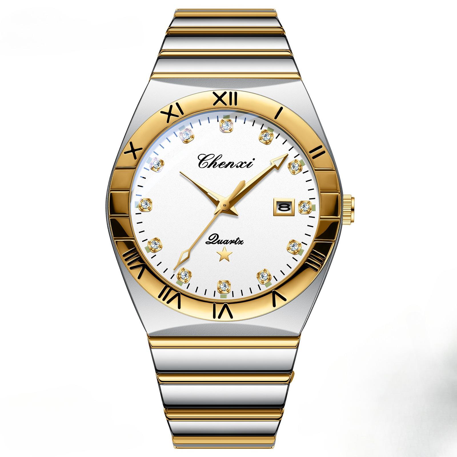 

Модные часы для мужчин Минимализм Повседневные кварцевые мужские часы Роскошные лучшие брендовые золотые календарные часы для свадебного подарка белый