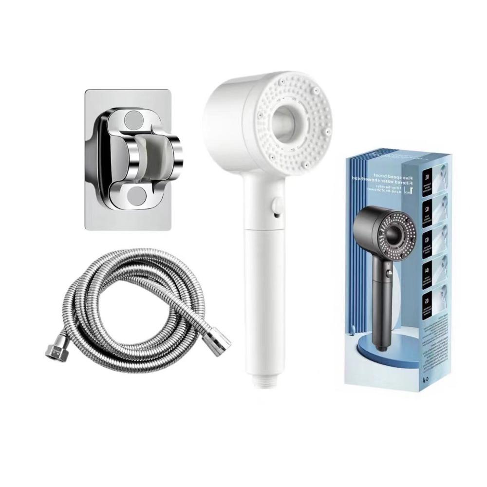5 Modes Shower Head Set One-Key Stop High Pressure Filter Showerhead Water Saving Detachable Pressurized Shower Head
