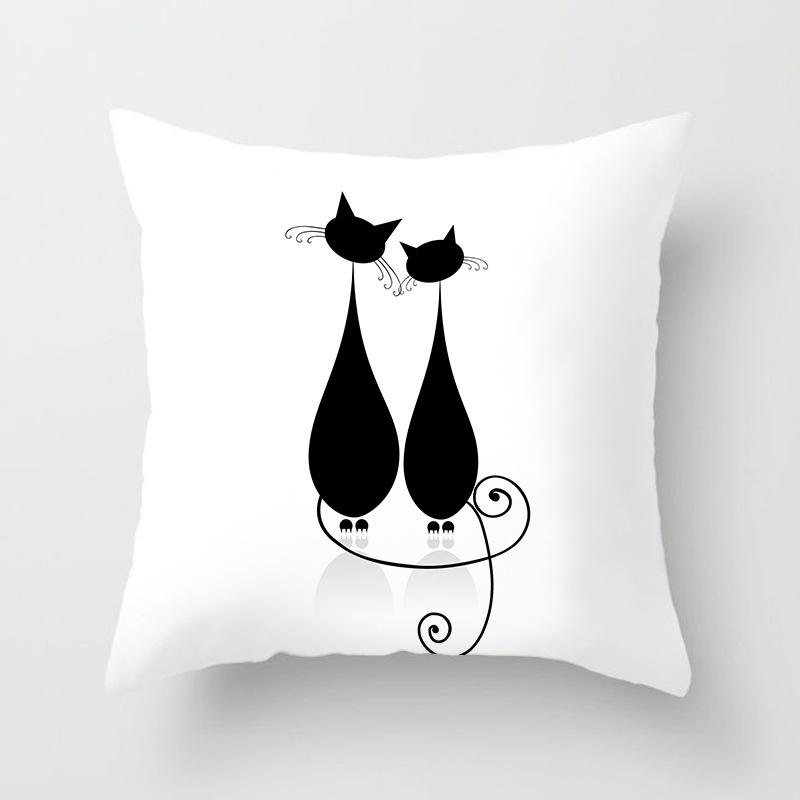 New Cartoon Black Cat Pattern Printed Pillowcase Home Sofa Pillowcase Cushion Cover