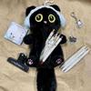 Fluffy Black Cat Pen Case With Large Capacity Student Stationery Organizer For Cute Desk Decor