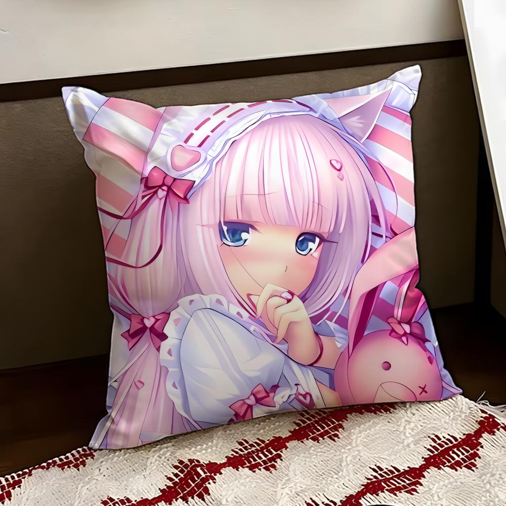 Anime NNekopara Cushion Cover Reversible Soft Durable Pillow Cover Home  Car MultiScene Use for Daily Comfort