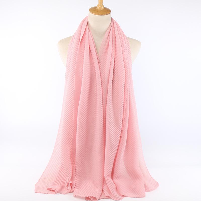 Niche Crinkled Cotton Linen Headscarf: Fashionable Pleated Long Scarf for Women (YW112)