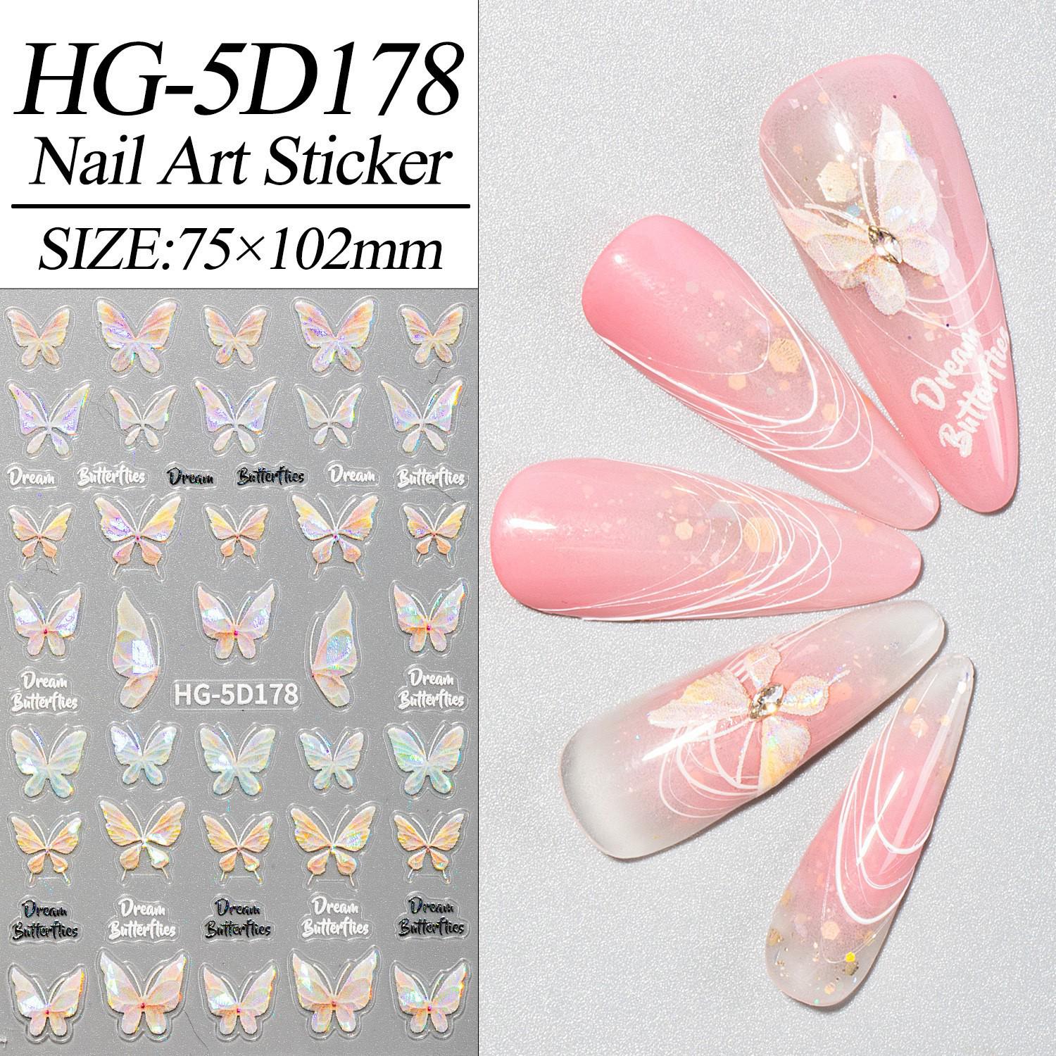 

Aurora 5D Embossed Butterfly Nail Stickers - Fresh Three-Dimensional Design