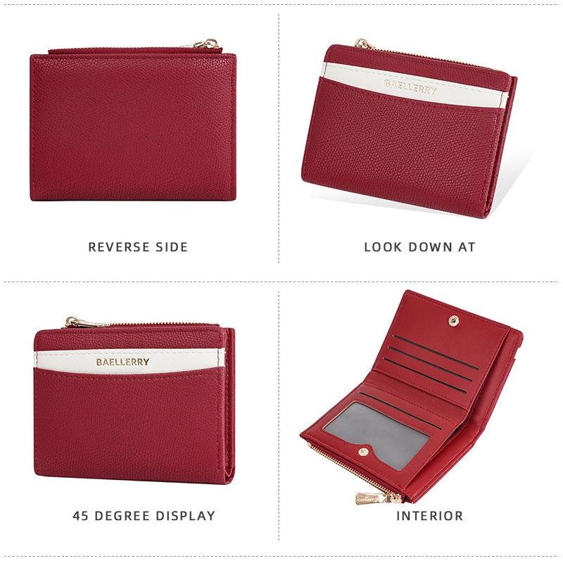 Baellerry Women Fashion Bi-fold Wallets Artificial Leather Hasp Zipper Coin Purse Card Holder