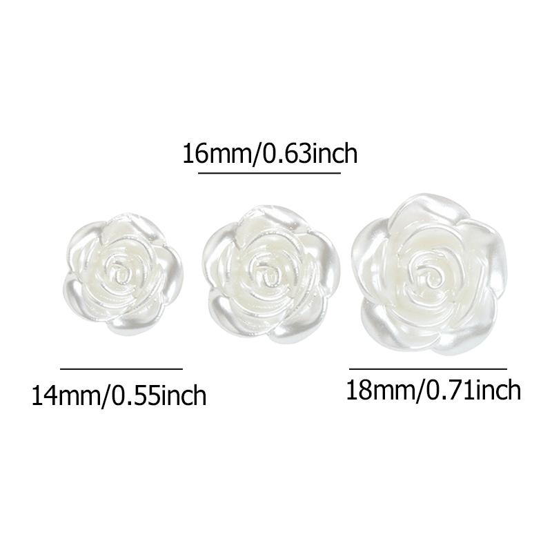 20PCS Pastic 3D Rose Shape Button White Imitation pearl Rose Beads Elegant Retro DIY Sewing Accessories Dress Jewelry Making ZYF