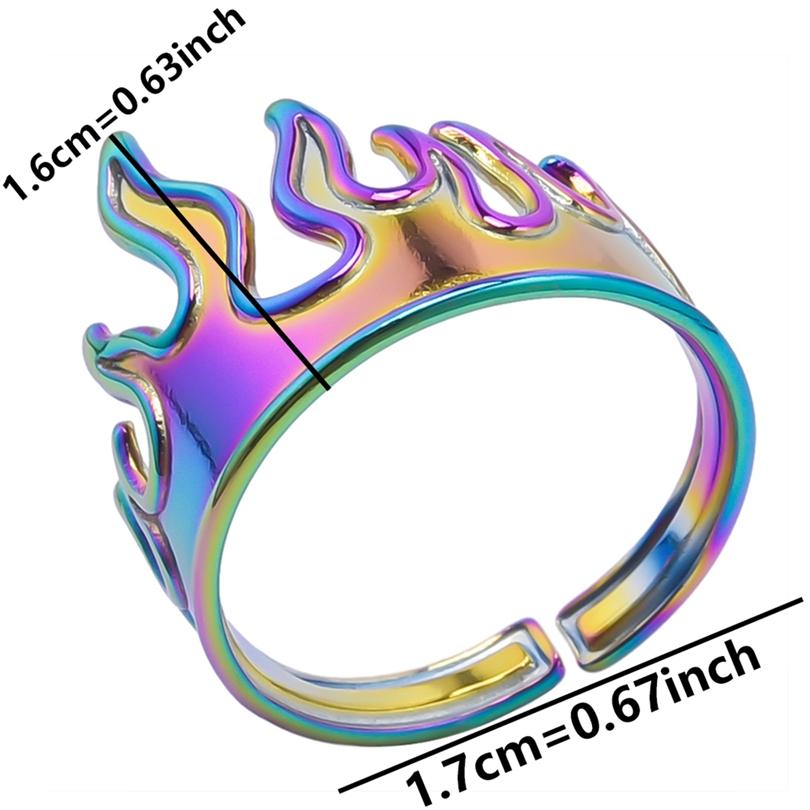 Fire Ring Adjustable Finger Jewelry Stainless Steel Rings For Women Men Accessories Rainbow/Silver/Gold Color Bague Gift