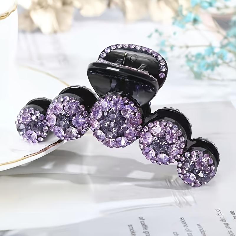 Stylish Fine Rhinestone Shark Clip Elegant Back Head Hair Claw Clip Mixed Color Large Grab Clip