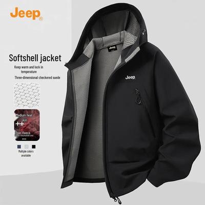 Men's 2025 Autumn Hooded Softshell Windbreaker Jacket