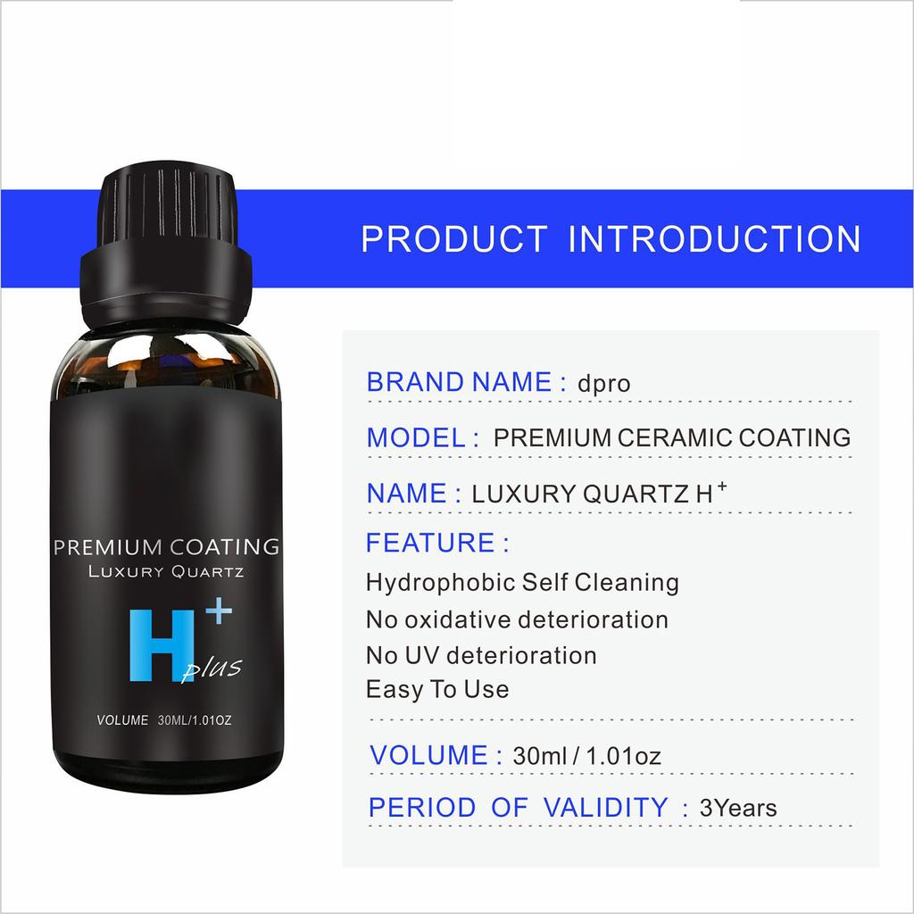 9H Nano Ceramic Coatin Hydrophobic Gloss Shine Easy to Use Paint Protections Agent Car Refurbishing Agent 30ml