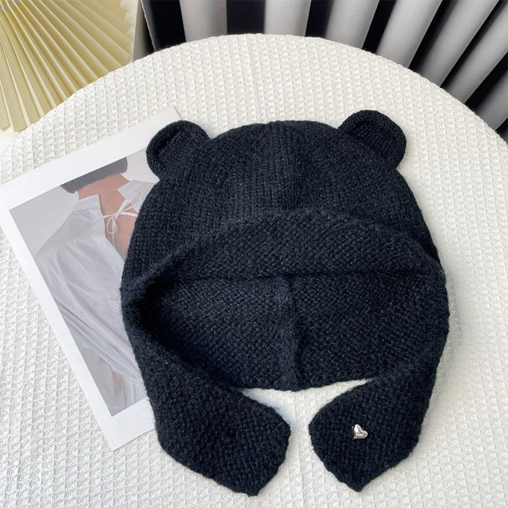 Winter Autumn Warm Beanie Hats Cute Ear Protection Cap Fashion Bear Ear Knitted Cap  Streetwear