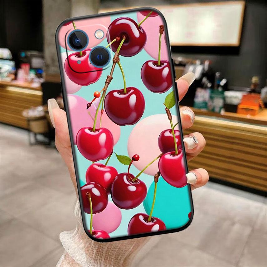 Kirsch Sommerfrucht Hülle für Samsung A11 A12 A13 A15 A52S A53 A55 A56 A70 A71 A72 A73 F06 F16 F56 S10 Plus S10e