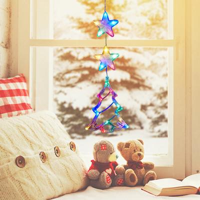 3Pcs LED Christmas Window Lights with Suction Cups Christmas Window Hanging Lights for Christmas Window Glass Wall Indoor Decor