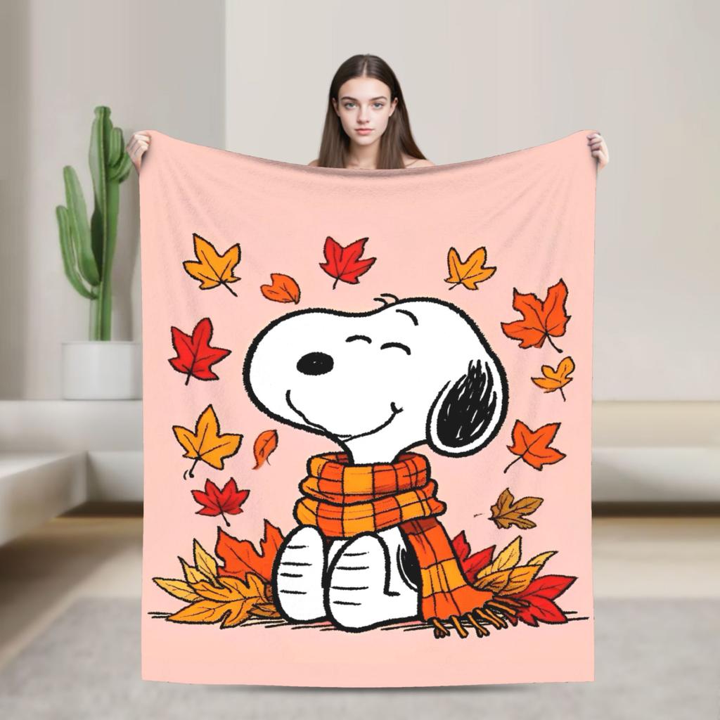 Snoopy Listen to music Blankets Fleece Spring Autumn Cartoon  Multifunction Super Warm Throw Blanket for Home Plush Thin Quilt