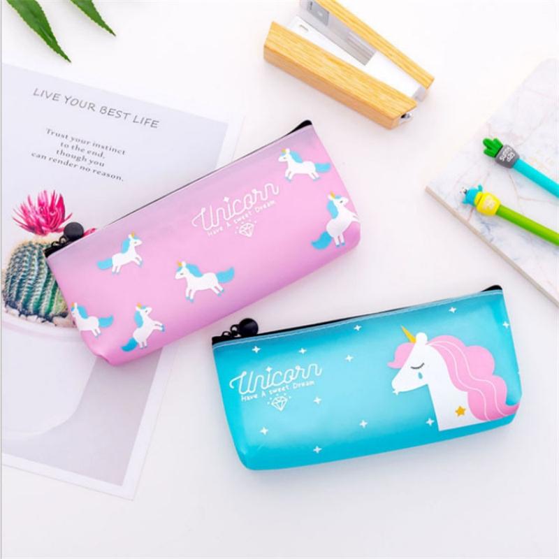 PVC jelly glue cute pencil bag Simple small large capacity stationery bag student school supplies storage bag pen case gifts