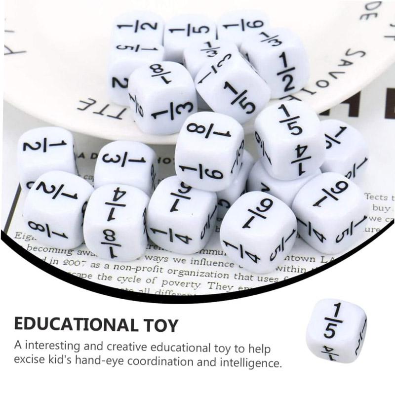 10PCS Fraction Dice 16MM Math Manipulatives Classroom Supplies Eductional Learning Resources Toys For Kids Boys Girls