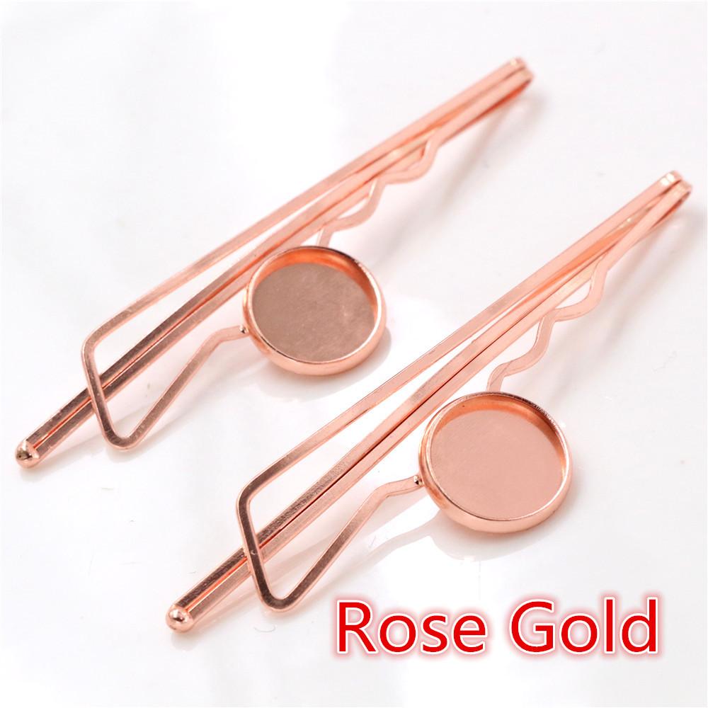 Fashion 12mm 10pcs 5 Styles High Quality 6 Colors Copper Material Hairpin Hair Clips Hairpin Base Setting Cabochon Cameo Base