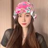 Womens Swim Cap for Long Hair Cute Korean Style Colorful Fabric Design Elegant Beach Photography Hot Spring Swimming Cap