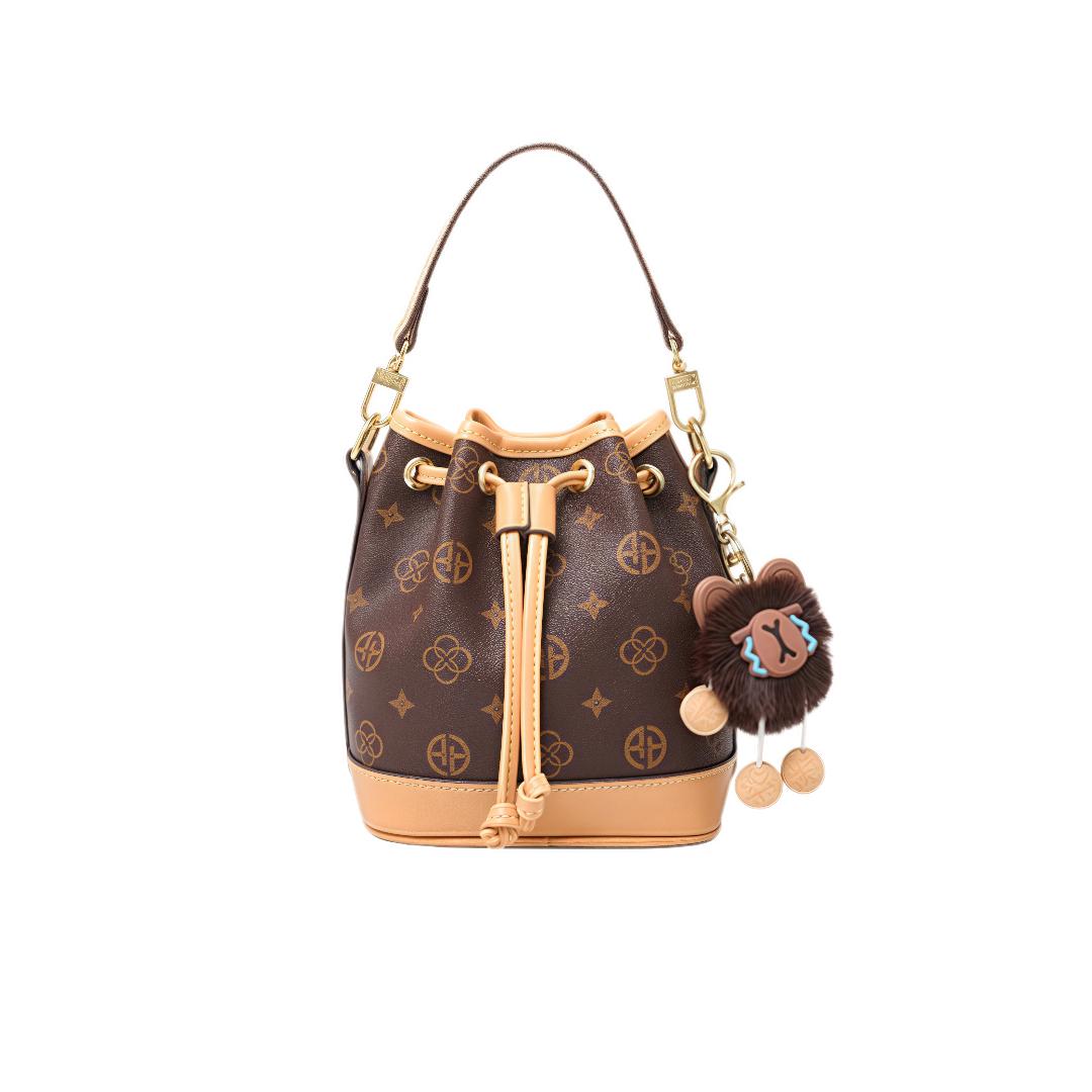 

Aokang Women s Handbag, Trendy Bucket Bag, Crossbody Bag, Coffee Color кавовий