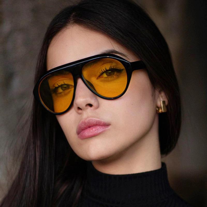 New Women Sunglasses High End Street Photography Modern Trendy Shaped Large Frame Pilot Sun Glasses Hip Hop Bouncy Sun Glasses