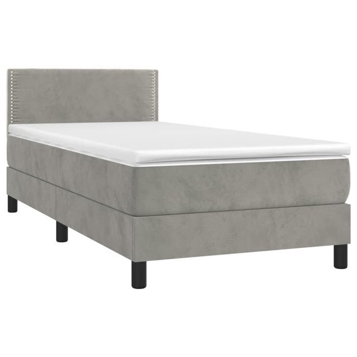 Maison Exclusive - Sommier à lattes de lit avec matelas et LED Gris clair 90x200cm