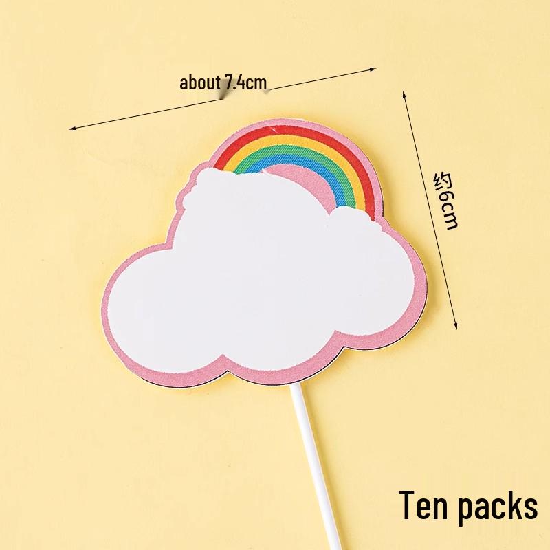 Rainbow Sun & Star Cake Decoration Card: Blank, Handwritten Birthday Blessings Insert Flags.