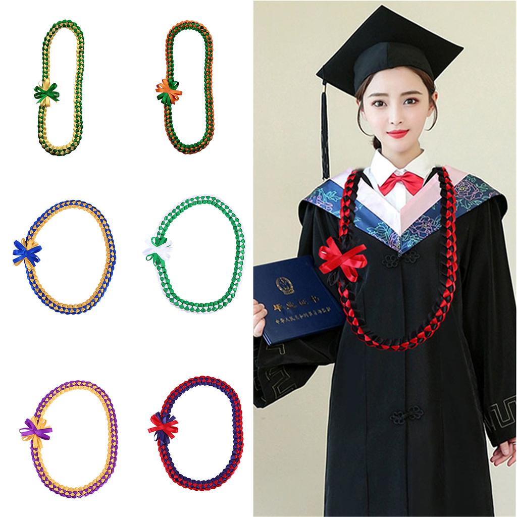 Double Sided Graduation Ribbon Necklace Intricate Weave Honor Rope Handmade Ribbon Garlands Delicate Woven Neckchain