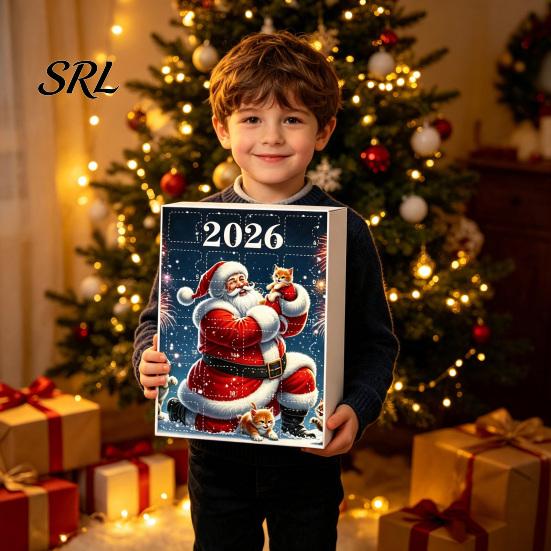Christmas Tree Decorations Hanging Ornaments 2026 Cat Advent Calendar, 24 Days Countdown Calendar with Festive Home Decor Santa Hat Kitten 2D Acrylic