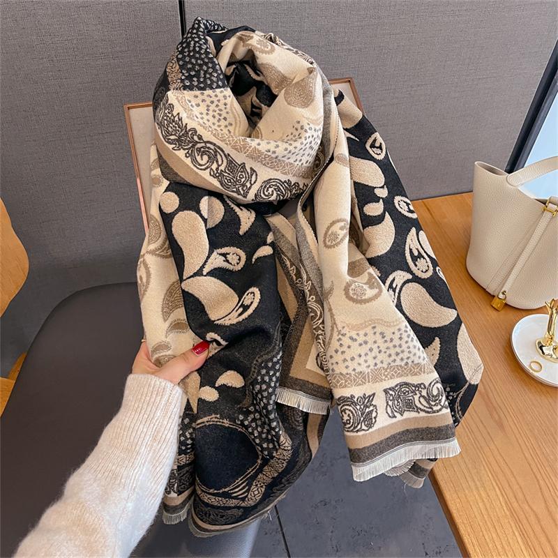 2025 Bohemia Style Paisle Luxury Winter Warm Women Scarf Imitation Cashmere Thicken Shawl Pashmina Female Wrap Blanket Foulard