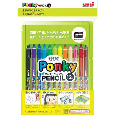 Mitsubishi Pencil Ponky Crayon Pencil for Kids 12 Colors K800PK12CLT