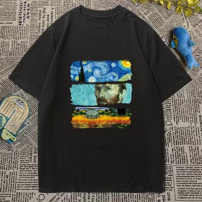 2026 Summer Children's T-Shirt Van Gogh Starry Night Print Parent-Child