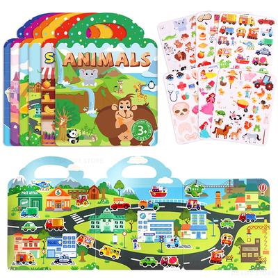New Vehicle Jelly Stickers Reusable Children's Stickers Book DIY Scene Stickers Keep Kids Busy Creative Toy For Kids Gifts