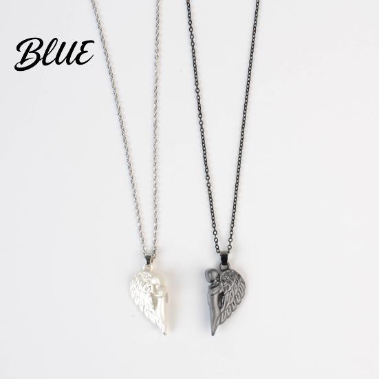 Ensemble Collier Pendentif Cœur d'Ange 1 Collier assortis pour Couple Magnétique