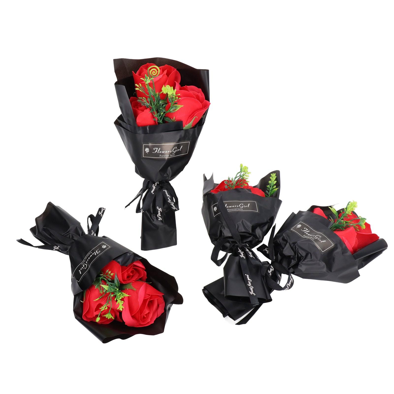 4 Pcs Rose Soap Flower Exquisite Romantic Valentine s Day Rose Bouquet Soap Office Decoration Holiday Gift