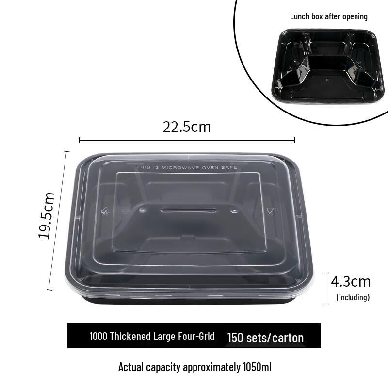 

Disposable 4-Compartment Lunch Containers with Lids